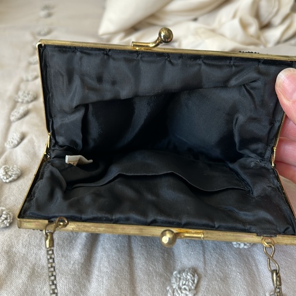 Vintage Black Beaded Evening Bag Purse - Picture 8 of 11